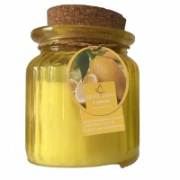 2020 new yankee style Yellow color scented paraffin wax candle in clear glass jar with cork lid