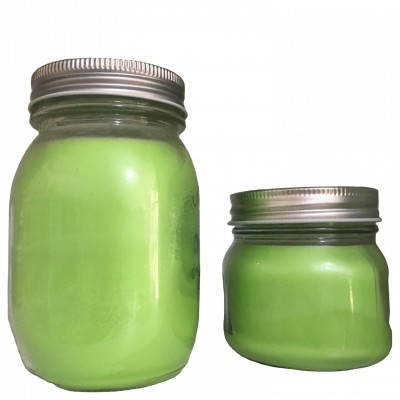 2020 hot sale new yankee style Green color scented paraffin wax candle in clear glass jar with lid