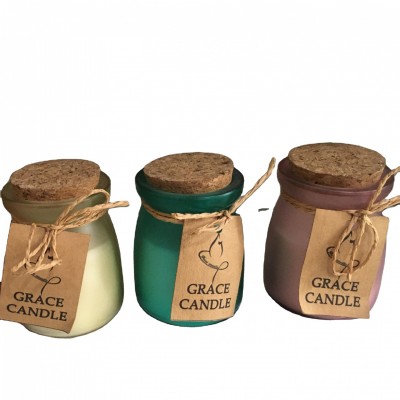 2020 hot sale new yankee style Jasmin Hill scented paraffin wax candle in frosted glass jar with cork  lid